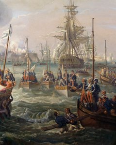 La flota real siguiendo a Luis XVI en Cherburgo el 23 de junio