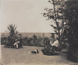 Sin título (Hombre y mujer relajándose), c.1854 (impresión en papel salado a partir de un negativo de colodión húmedo sobre vidrio) de Louis Pierre Theophile Dubois de Nehaut