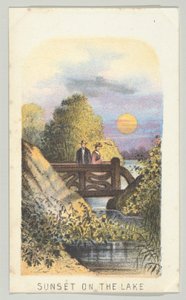 Puesta de sol en el lago, de la serie Vistas en Central Park, Nueva York, Parte 2 de Louis Prang