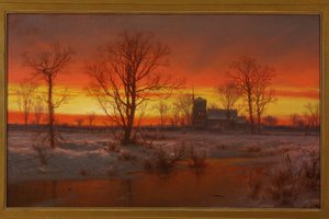 Puesta de sol, invierno de 1862 (Óleo sobre lienzo) de Louis Rémy Mignot