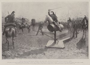 El nuevo caballo para el ejercicio de espada, adoptado por el ejército francés, práctica por los soldados del 3º Dragones en Nantes
