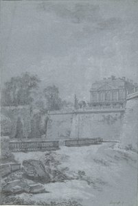 Vista del parque y de un ala del castillo de Saint-Cloud de Louis Rolland Trinquesse
