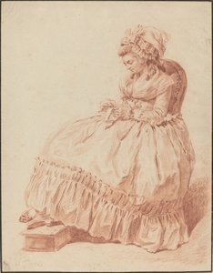 Mujer Sentada Cosiendo de Louis Rolland Trinquesse