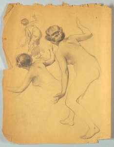 Estudio de figura desnuda inclinada de Louis Schaettle