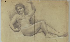 Estudio de figura desnuda reclinada de Louis Schaettle