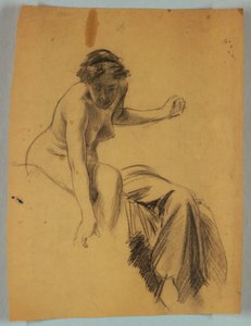 Estudio de figura desnuda sentada