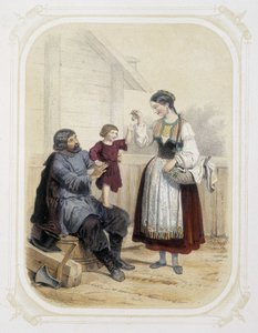 Familia en Rusia - en “Album du jeune voyageur”, ilustrado por Louis Lassalle de Louis Simon Lassalle