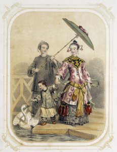 Familia caminando en China - en "Album du jeune voyageur", ilustrado por Louis Lassalle de Louis Simon Lassalle