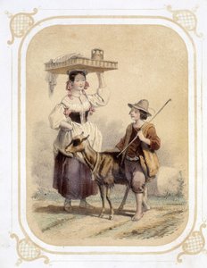 Pastor italiano y campesino - en “Album du jeune voyageur”, ilustrado por Louis Lassalle de Louis Simon Lassalle