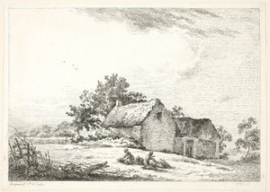 Escena de granja con niños atando leña de Louis Simon Lempereur