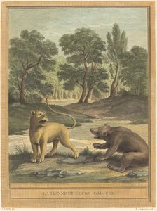 La leona y el oso de Louis Simon Lempereur after Jean Baptiste Oudry
