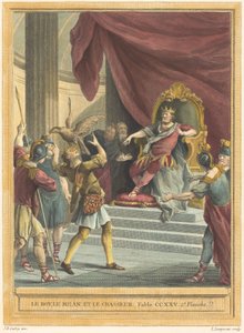 El rey, el milano y el cazador de Louis Simon Lempereur after Jean Baptiste Oudry