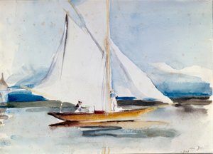 Velero a la entrada del puerto de Morges