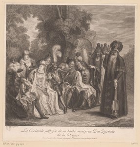 Doloride le pide a Don Quijote que se vengue de ella La Doloride affligée de sa barbe vient prier Don Quichotte de la venger (título sobre el objeto) Historia de Don Quijote de La Mancha (título de la serie)