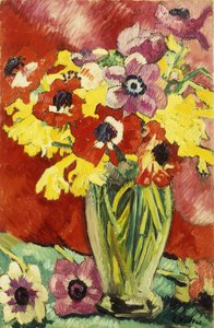 Jarrón de Cristal con Anémonas y Narcisos; Vase Cristal, Anemones et Jonquilles de Louis Valtat