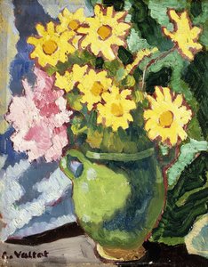 Margaritas amarillas en una jarra verde; Marguerites Jaunes, Cruche Verte de Louis Valtat