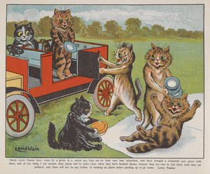 Gatos preparándose para un picnic. de Louis Wain