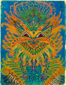 Kaleidoscopio de gatos: patrón de gatos en azul de Louis Wain