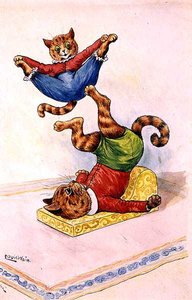 Los acróbatas, c.1905 de Louis Wain