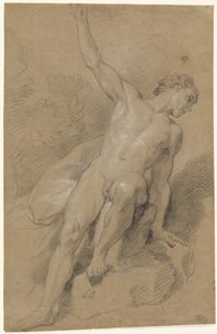 Desnudo masculino sentado en rocas