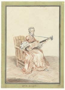 Retrato de Madame de Montainville, tocando la guitarra de Louis de Carmontelle