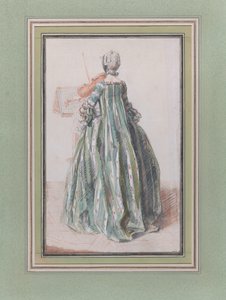 Mujer tocando el violín, vista desde atrás, ca. 1758-59