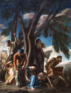 La última parada de los judíos cautivos en Babilonia,1843 (óleo sobre lienzo) de Louis de Planet