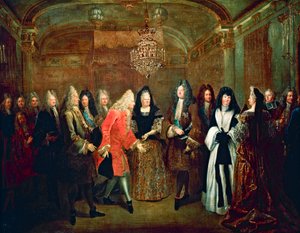 Luis XIV recibe al príncipe elector de Sajonia, Federico Augusto II, en Fontainebleau el 27 de septiembre
