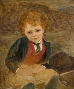 Estudio de un niño sentado en una carretilla de Louisa Starr