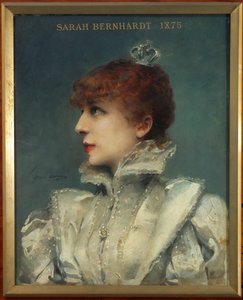 Actriz Sarah Bernhardt ... (pintura sobre lienzo) de Louise Abbéma