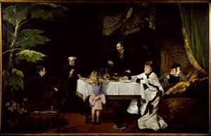 El desayuno en el invernadero. Pintura de Louise Abbema (1858-1927) 1877. Pau, Museo de Bellas Artes de Louise Abbéma