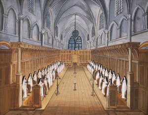 Abadía de Port-Royal des Champs, coro de monjas en la iglesia (dibujo)