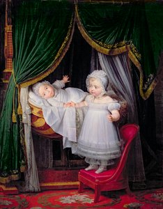 Henri-Charles-Ferdinand de Artois (1820-83) Duque de Burdeos y su hermana Louise-Marie-Therese de Artois (1819-64) en las Tullerías