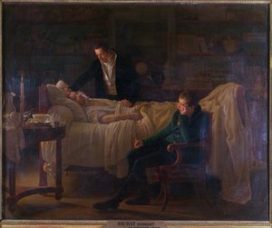 Marie Francois Xavier Bichat (1771-1802) muriendo rodeado por los doctores Esparon y Philibert Joseph Roux (1780-1854)