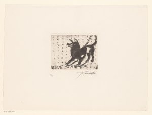 Perro ladrando Cave Canem (título sobre el objeto) de Lovis Corinth (signed by artist)