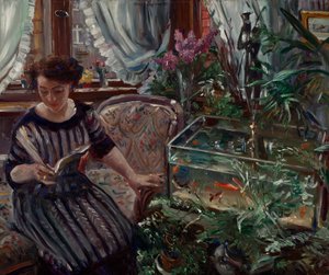 Dame am Goldfischbassin de Lovis Corinth