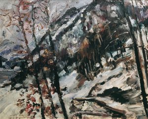 El Herzogstand en Walchensee en la nieve. de Lovis Corinth