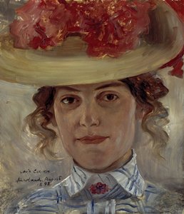 Sra. Halbe con sombrero de paja de Lovis Corinth