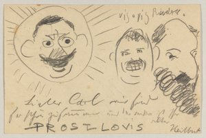 Lovis Corinth a Carl Strathmann: postal, matasellada el 12 de diciembre de 1902