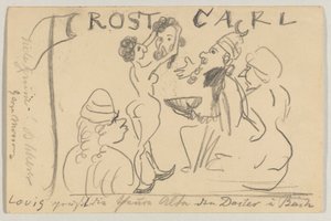 Lovis Corinth a Carl Strathmann: postal, matasellada el 22 de mayo de 1905