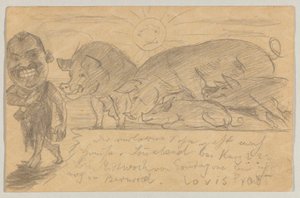 Lovis Corinth a Carl Strathmann: postal, matasellada el 25 de agosto de 1899 de Lovis Corinth