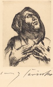 Monje mirando hacia arriba de Lovis Corinth