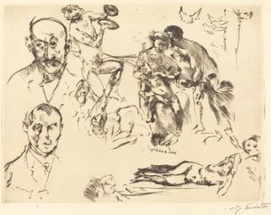 Bocetos de hombres, incluyendo a Max Liebermann, c. 1915 de Lovis Corinth