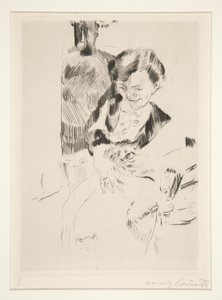 mujer con un gatito de Lovis Corinth