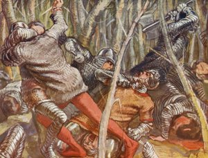 Ilustración para las historias de Guy de Warwick (litografía en color)