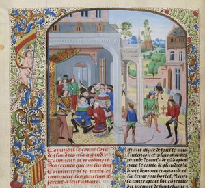 Homenaje de Luis II de Male por una delegación de Gante, ca 1470-1475 de Loyset Liedet