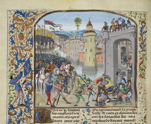 La batalla de Caen en 1346, ca. 1470-1475 de Loyset Liedet