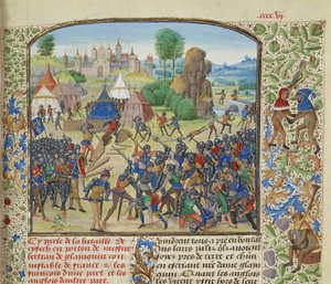 La batalla de Chiset el 21 de marzo de 1373, ca. 1470-1475 de Loyset Liedet