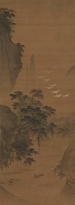 Paisaje otoñal con garzas y patos de Lu Ji