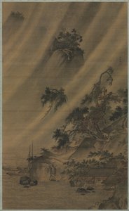 Pueblo Ribereño en una Tormenta de Lu Wenying